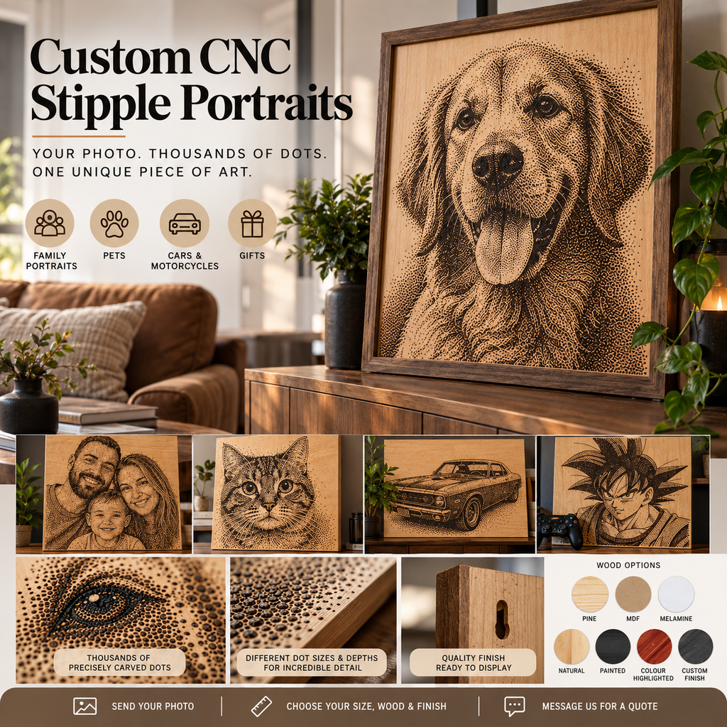 Turn Your Favourite Photo Into a One-of-a-Kind CNC Stipple Artwork